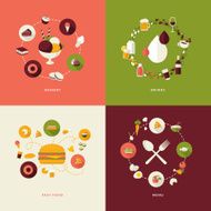 Set of flat design concept icons for restaurant