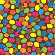 multicolored coffee beans seamless pattern