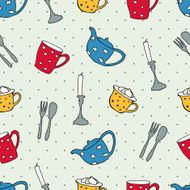 Tea and Coffee doodles Seamless pattern