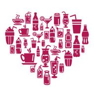 Drinks Icons in Heart Shape N2