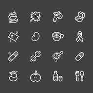 healthy element vector white icon set 2 on black background