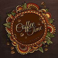 Coffee time decorative border label design N7