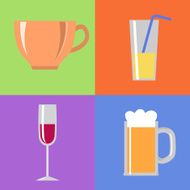 Icons with glasses and cup