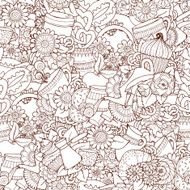 Coffee And Tea Design Template Grunge Doodle Pattern Background N2