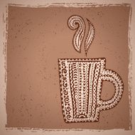 Coffee Cup Background in Ethnic Style N3