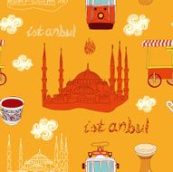 Istanbul city seamless pattern
