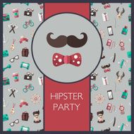 Postcard of modern flat design hipster icons N4