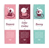 Set of vintage bakery banners with cupcakes N2