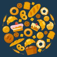 Bakery icons set in flat style