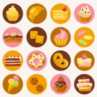 Sweets icons set in flat style N4