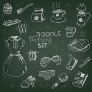 Morning doodle set coffee cup breakfast toothbrush toothpas N2