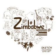 Zimbabwe symbols in heart shape concept