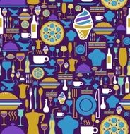 Gourmet icon set seamless pattern