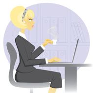 Woman working on computer at desk