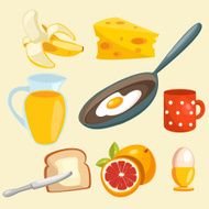 breakfast collection isolated