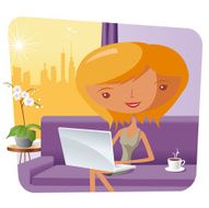 elegant woman at home with a laptop N2