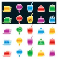 Set of color cup sugarplum glass cake drink