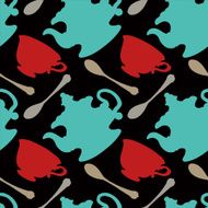 Seamless pattern with silhouettes cups and teapots N2