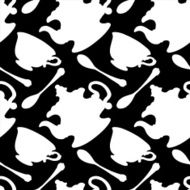 Seamless pattern with silhouettes cups and teapots N3