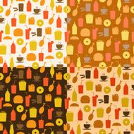 Set of seamless pattern fast food icons