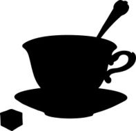 Icon tea coffee cup spoon saucer and sugar