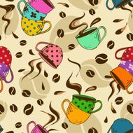 Seamless pattern of coffee cups N2