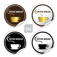 Circle Coffee Break Stickers Signs Symbols Labels Icons