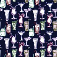 seamless vector pattern with cocktails