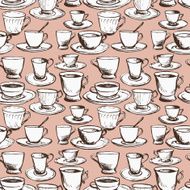 seamless vector pattern with teacups N12