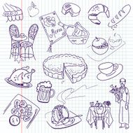 Food doodles Elegant cuisine