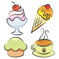 Set Desserts and coffee Vector illustration N2