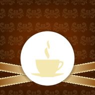 Brown vintage background with cup of hot drink