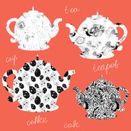 Funny teapots with patterns design