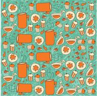 Illustration Seamless Tea Time Foods and Drinks Pattern