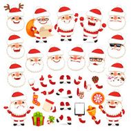 Set of Cartoon Santa Claus for Christmas Design or Animation