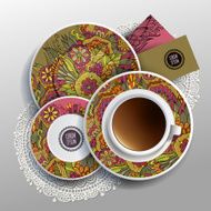 Vector illustration with plates and cup N2