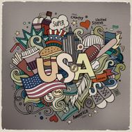 USA hand lettering and doodles elements background N6