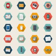 Office objects flat set