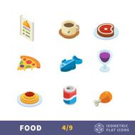 Isometry food flat icon set