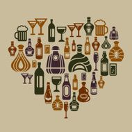 Alcohol Icons in Heart Shape N3