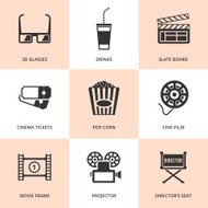 Set of black cinema icons