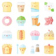 Cute stylish food flat icons