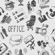 Office sketch seamless pattern