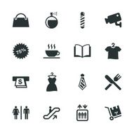 Shopping Mall Silhouette Icons