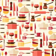 Seamless pattern with restaurant and kitchen utensils N2