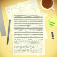 Artists Desktop Template Messy Table With Doodle Stroke Decoration