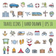 Hand drawn travel icons made in vector