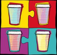 Cups in Pop Art style Coffee drinking cups Vector illustration