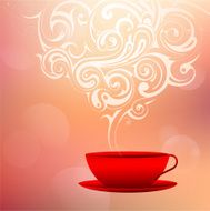 Coffee cup with steam ornament Good morning concept