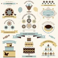 Vector set of birthday celebration icon